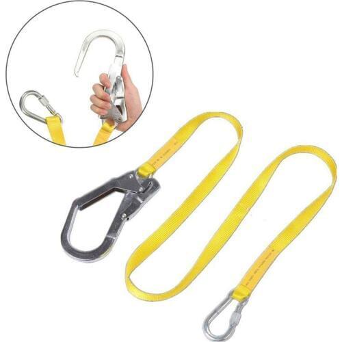 Safety Lanyard, Outdoor Climbing Harness Belt Lanyard Fall Protection Rope With Large Snap Hooks, Carabineer #8