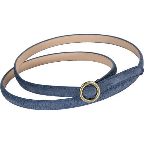 ELIsfashion Genuine Pigskin Narrow Leather Belt Luxury Strap Dress & Skirt Belts Fashion Women classic Matt Golden Round Buckle