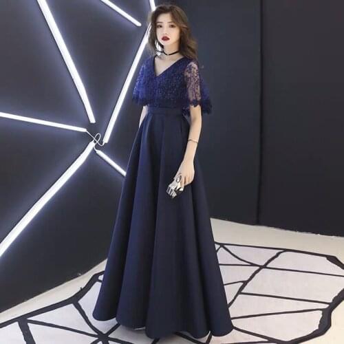 Women Sukienki Dresses Elegant Lace Zipper Flower Short Petal Sleeve V-neck Long A-line Vestidos Robe