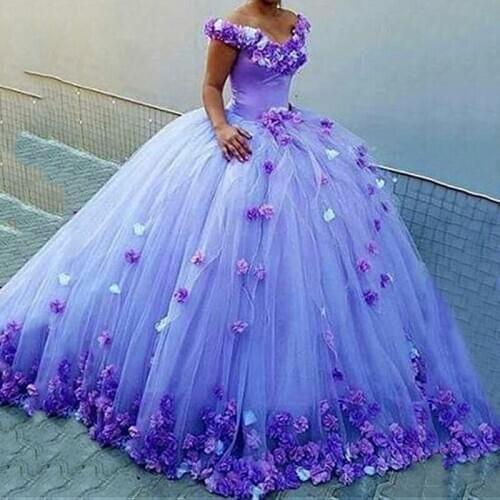 SoDigne ball gown Evening Dress Off the shoulder 3D flower Lace Appliques sweet 15 Dresses Graduation Celebrity Dress
