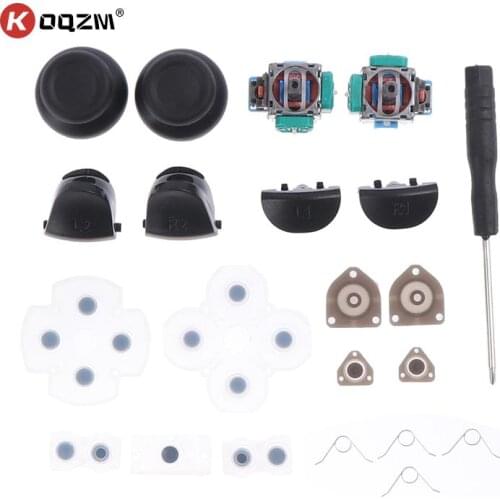 1Set L1 R1 L2 R2 Trigger Buttons 3D Analog Joysticks Thumb Sticks Cap Conductive Rubber For PS4 Controller Repair Set