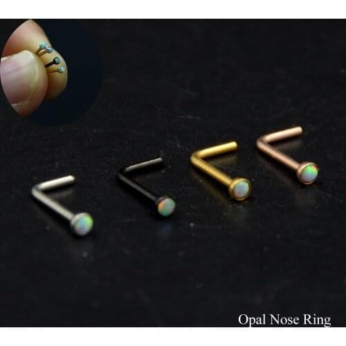 1pc Surgical steel L Shape Nose Screw Ring Opal Nose Bone Stud Retainer Holder Piercing Body Jewelry 20g