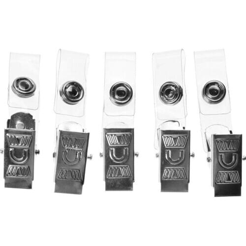 2020 New 5pcs Transparent ID Badge Holder Lanyard Key Card Holder Metal Badge Name Tag Lanyard Clip Badge Accessories