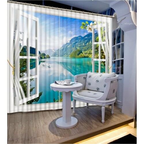 3D Curtains home windows Decorative Lake surface 3D Curtains For Bedding room Hotel window Blackout Curtains