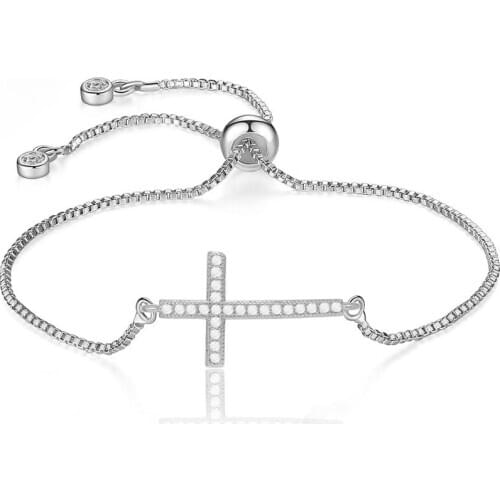 AAA Cubic Zirconia Christian Cross Charm Bracelet Women Girl 2020 New Fashion Copper CZ Chian Linked Red String Faith Jewelry