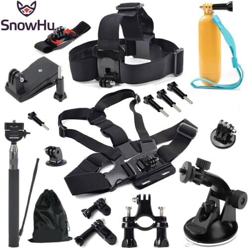 SnowHu For Gopro Accessories Head chest strap Monopod with Mount Adapter GoPro Hero 9 8 7 6 5 eken Yi 4K soprt camera GS07