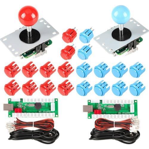 Arcade Joystick Buttons DIY Accessorie 2x USB Encoder PC to joystick + 2x China Joystick + 20 Push Button For Arcade MAME Games