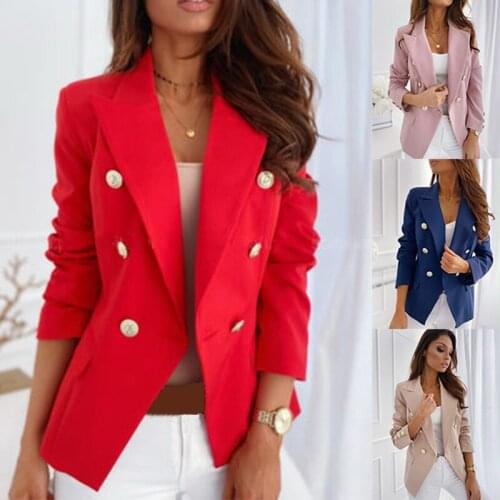 Slim Blazers Women Coat Short White Blazer Female 2021 Autumn Office Black Ladies Blazer Long Sleeve Red Woman Elegant Coats