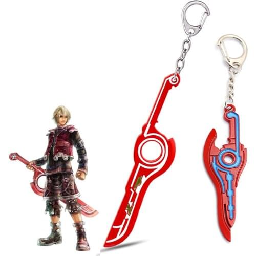 New Game Xenoblade Chronicles Keychain Red Sword Monado Metal Pendant Key Ring Bag Charm Key Chain Car Chaveiro Game Jewelry