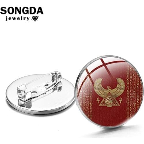 SONGDA Eye of Horus Brooch Ancient Egypt Roman Empire Army Eagle Eye Hijab Pins Clear Goal Live Every Day Well Jewelry for Women