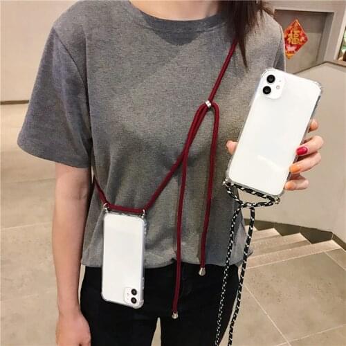 Necklace Lanyard Rope Case For Sony Xperia 1 5 10 II III XZ3 XZ2 XZ X XA XA1 XA2 Plus Ultra L2 L3 L4 Soft TPU Case
