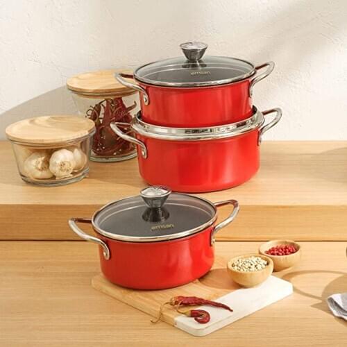 Emsan Aventura Granite Covered 6 Pieces Red Midi Set