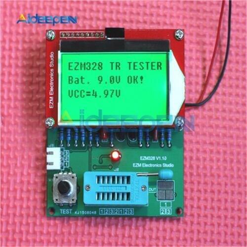EZM328 LCD Digital Transistor Tester ESR Frequency LCR NPN PNP Diode Capacitor Meter PWM Squarer Wave Genera Measure Resistors