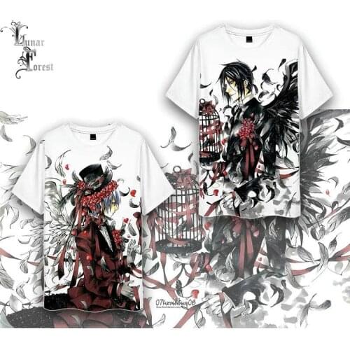 Black Butler 3D Printing T-shirt Summer Fashion Round Neck Short Sleeve Popular Japanese Anime Streetwear Plus Size