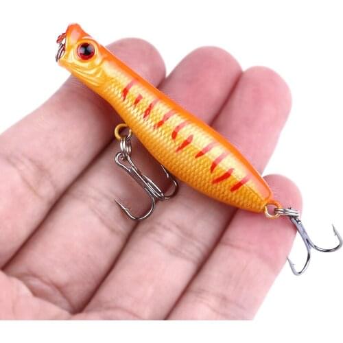 HENGJIA 1pcs New Fishing Hard Lure Baits Popper Fishing Lure Bait Hook 6CM 5G 8# hooks top water