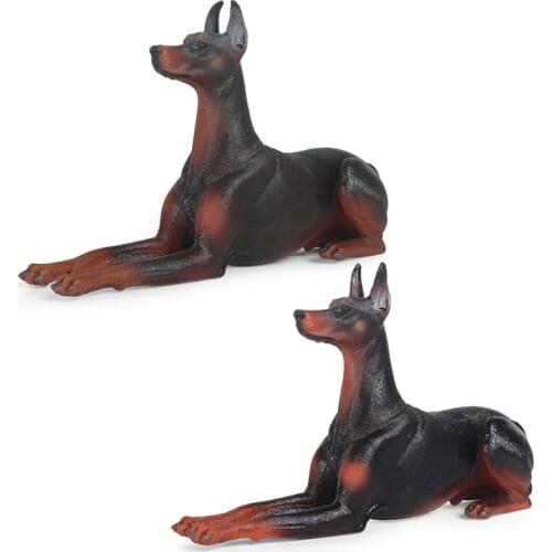 Simulation Plastic Dobermann Bulldog Pet Dog Animal Figure Model Collector Decor Kids Educational Toys Gifts