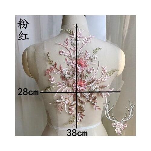 9 Colors Pearl Beaded 3D Flowers Diy Patch Lace Applique Sew On Patches Wedding Dress Decor Floral Patch Costume