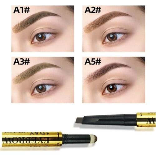 4 Colors Eyebrow Pencil Natural Waterproof No Blooming Double-head Fine Eyebrows Pen With Brush Natural Brown Brows Pen TSLM1