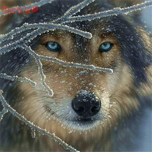 Within Ice Wolf Animal Oil painting Art Needlework Embroidery DIY Cross Stitch Kit Crafts 14CT Unprinted Home Decor Handmade
