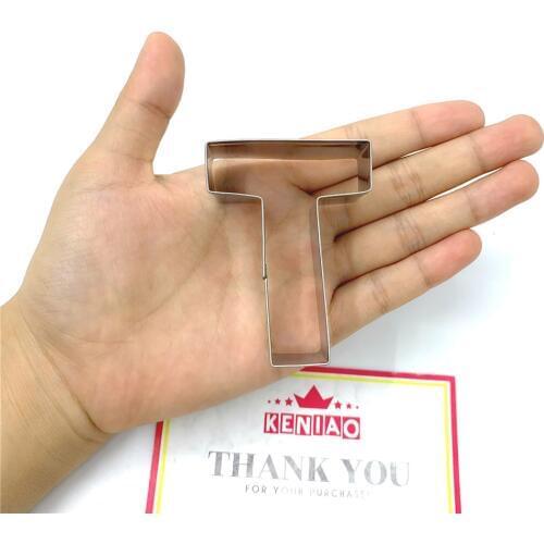 KENIAO Letter T of Alphabet Cookie Cutter for Birthday Party - 4.8 x 6.5 cm - Biscuit / Fondant / Pastry Cutter -Stainless Steel