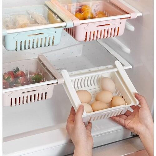 Storage refrigerator fruit drainable telescopic box drawer partition classification Nordic style organizer fridge storage
