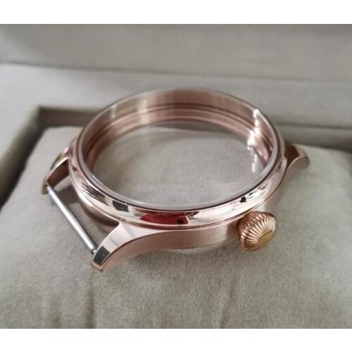 44mm Sapphire crystal or Mineral glass 316L Stainless steel watch cases Plating 18K rose gold fit ETA 6497/6498 movement B36-21