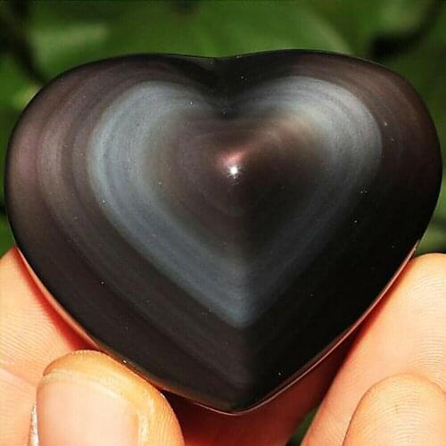 Mooie Hart Vorm Natuurlijke Kristal Regenboog Oog Obsidiaan 200G