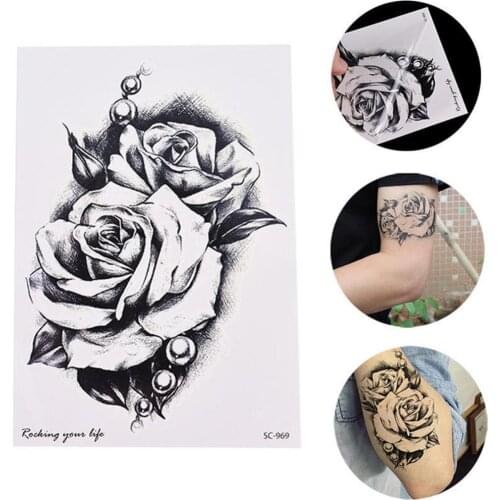 Fashion Rose Flower Waterproof Lasting Tattoo Sticker Temporary Body Art Decal