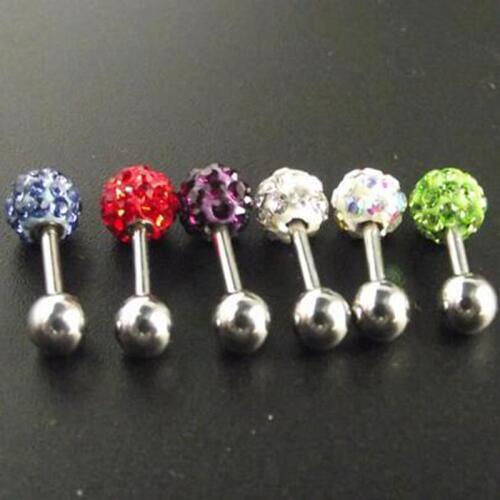 SaYao 1 piece 1.2x6x5mm Fashion Earring Nail Full Crystal Ear Barbell Earring helix Ear Stud Tragus Ear Piercing Body Jewelry