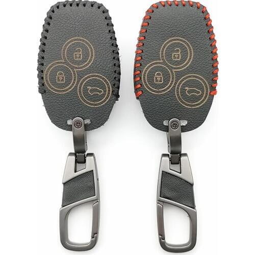 Soft Texture 100% Leather Car Key Chain Key Cover for Renault / Opel Vivaro Movano Car Shield 3 Button Car Remote Key Box