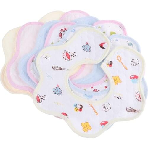 Soft Cotton Round 360 Degree Rotating Baby Bib Flower Style Baby Bibs Newborn Bavoir Bandana Burp Cloths Feeding Scarf