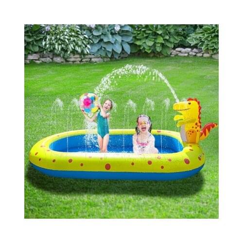 PVC inflatable dinosaur fountain outdoor dolphin sprinkler play mat childrens water toy shark swimming pool