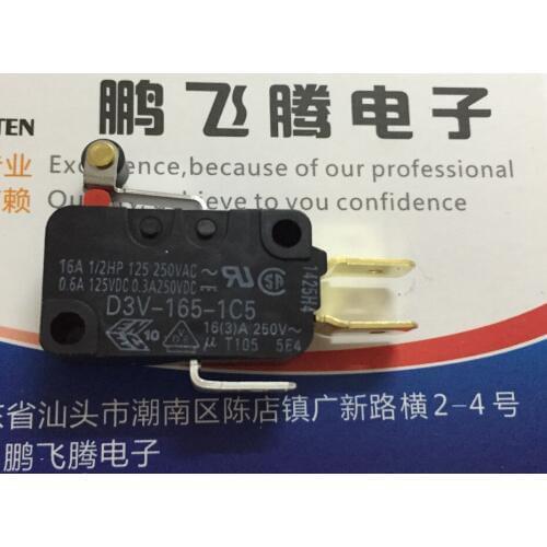 Original new 100% D3V-165-1C5 16A 250VAC stroke limit reset micro switch 3pin short handle roller