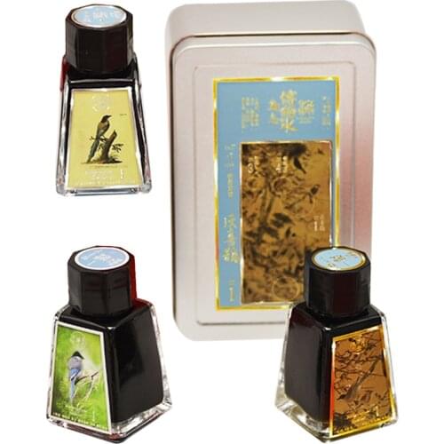 30ml X 3Pcs ,Starry Sky Gradual Change Colo Ink, Antique Gold Powder Fountain Pen Ink, Dip Pen Ink