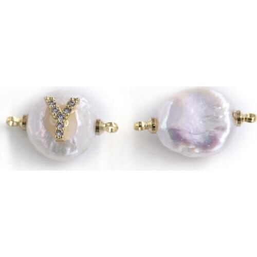 White coin freshwater pearl coin hand zircon pendant for DIY jewelry making loose beads FPPJ wholesale nature