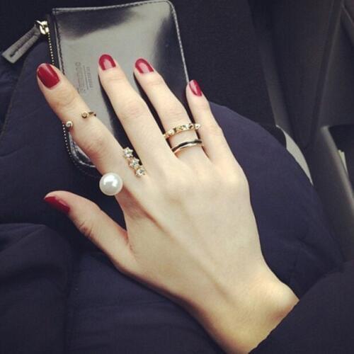 2021 Sale Fashionable and simple jewelry Crystal from Austrian Street punk style opening ring three-piece 2 Colors Fit Women