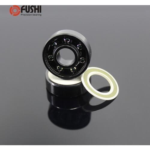 Skateboard 608-TIB Bearings 8x22x7mm ( 2 PCS ) ABEC -? 608 V RS Surface Black Titanium Plating POM Cage 608 Ball Bearing
