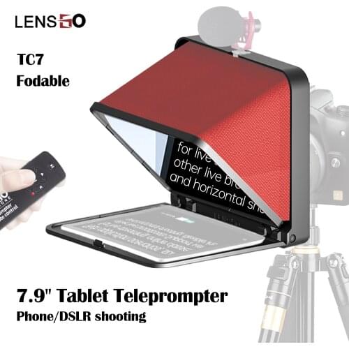 LENSGO TC7 Fold Teleprompter For Phone Camera for Interview Speech Video for 7.9 inch Tablet iPad Phone Prompter