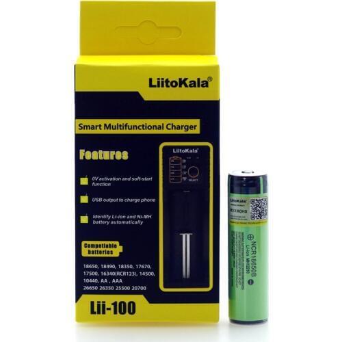 LiitoKala NCR18650B 18650 3400mAh battery 3.7V Li-ion Rechargebale battery PCB Protected For panasonic toy+Lii-100 smart charger
