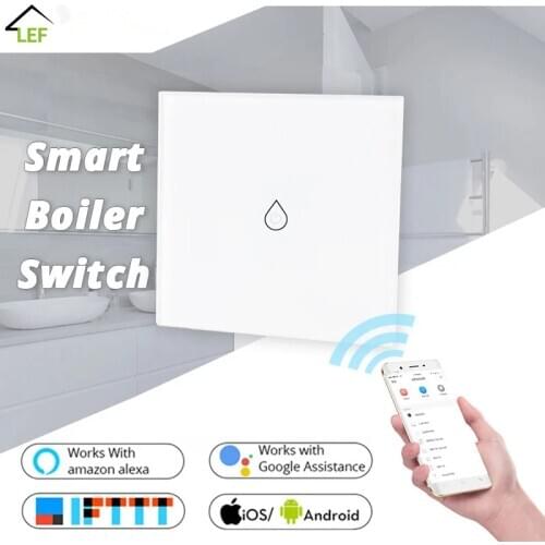 WiFi Smart Boiler Switch Water Heater Glass Panel Smart Life Tuya APP Remote Control Amazon Alexa Echo Google Home Voice Control