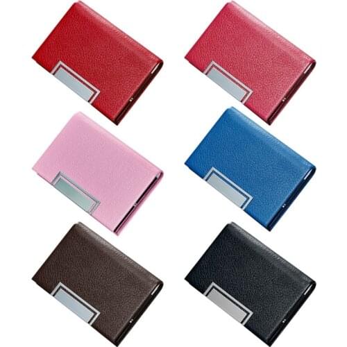 Business Card Case Name Card Holder PU Pocket Card Holder PU Leather Card Case for Gift Magnetic Shut 25-Card Capacity LX0B