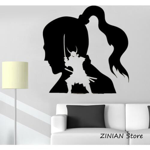 Japanese Samurai Warrior Vinyl Wall Sticker Mural Japan Art Stickers Home Decor Living Room Removable Wall Decals Boys Room Z106