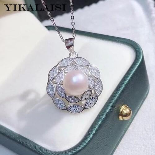 YIKALAISI 925 Sterling Silver Necklaces Jewelry For Women 8-9mm Oblate Natural Freshwater Pearl Pendants 2021 Wholesales