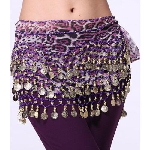 Womens belly dance costume 128 gold waist belt belly dancing purple leopard waist chain