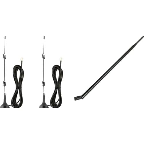 1PCS 9DBi RP-SMA Dual Band 2.4GHz 5GHz Router Tilt Antenna with 7DBi 2.4G/5G/5.8G Wifi Booster Aerial Extension Cable