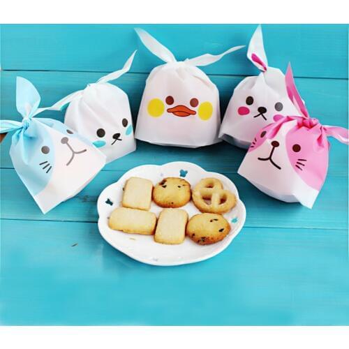 Hot 10pcs/lot Cute Rabbit Ear Cookie Bags Gift Bags For Candy Biscuits Snack Baking Package Wedding Favors Gifts Easter Decor