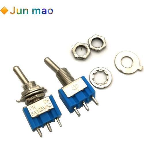 10pc/LOT Blue Mini MTS-102 3-Pin SPDT ON-ON 6A 125VAC Miniature Toggle Switches Shaking Head Rocker Switch