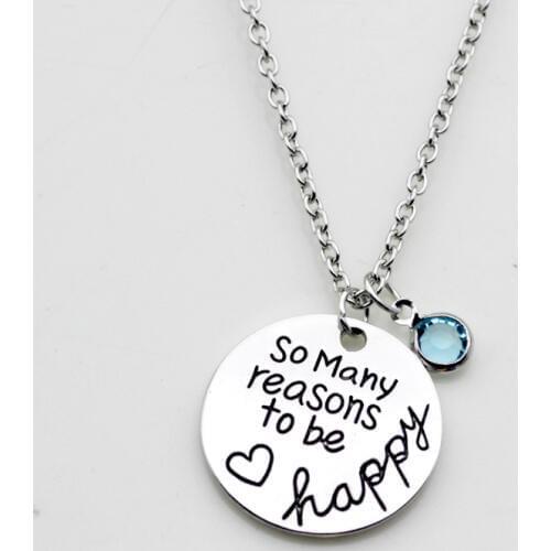 10PCS Inspirational Fashion Necklace so many reasons to be happy Lettering Necklace Jewelry Charm For Christmas Gifts Jewelry