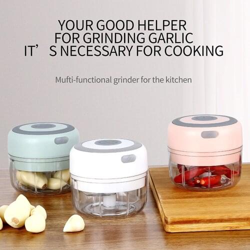 100ML Mini Garlic Grinder Electric Garlic Chopper Cordless Food Fruit Vegetable Blender Kitchen Gadgets USB Rechargeable