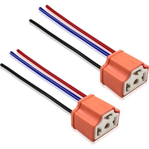 2Pcs Universal H4 Ceramics Connector Wire Extension Waterproof Adapter Holder Socket For Halogen HID LED Fog Lamp Headlight
